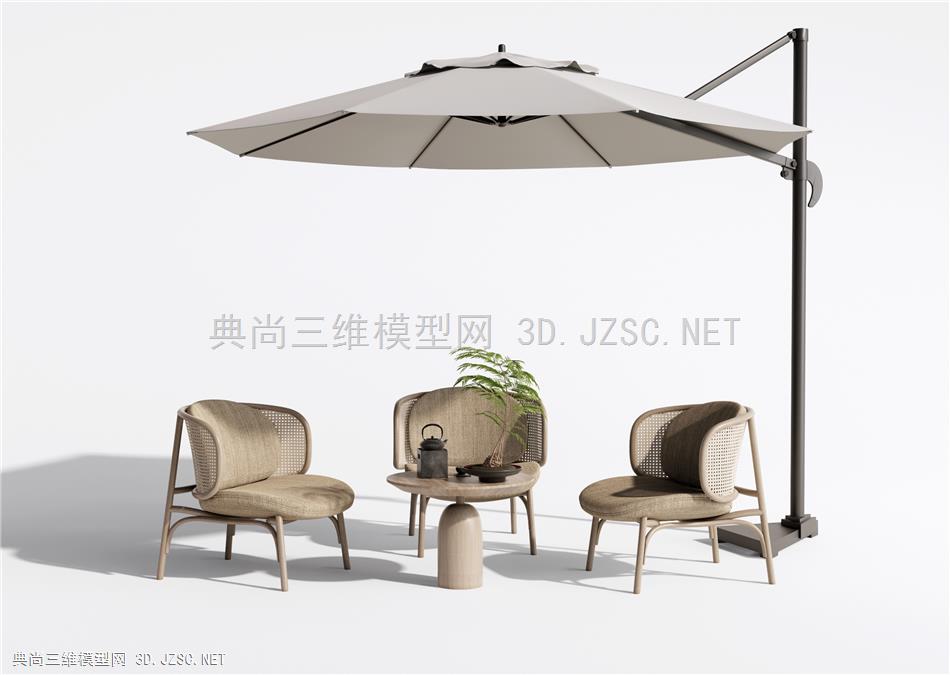新中式户外桌椅 休闲椅 户外椅 蕨类盆栽