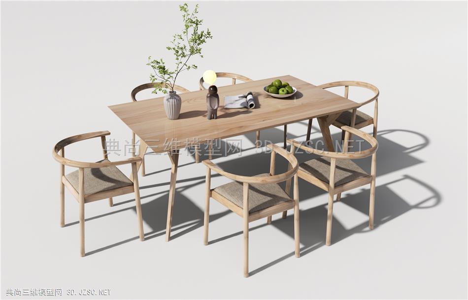 北欧餐桌椅组合 原木餐桌椅 餐椅 休闲椅1