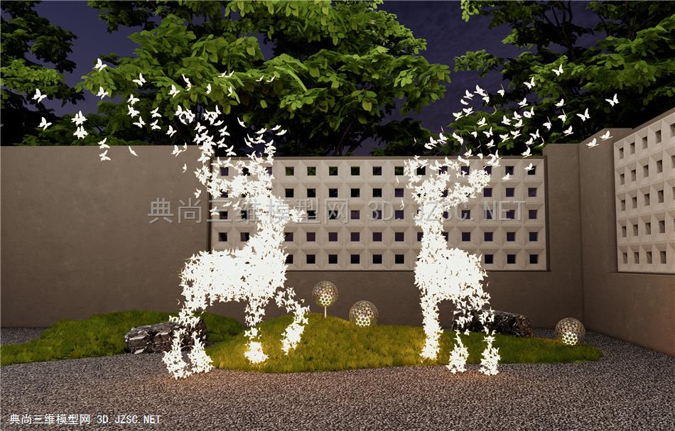 现代麋鹿景观雕塑 雕塑小品 景观灯