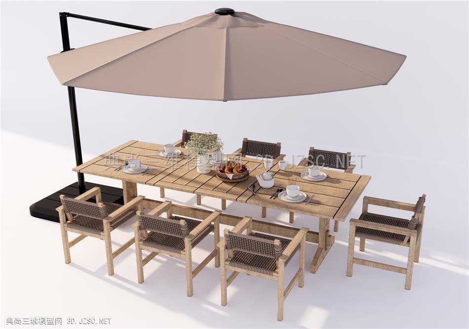 现代户外桌椅餐桌 太阳伞