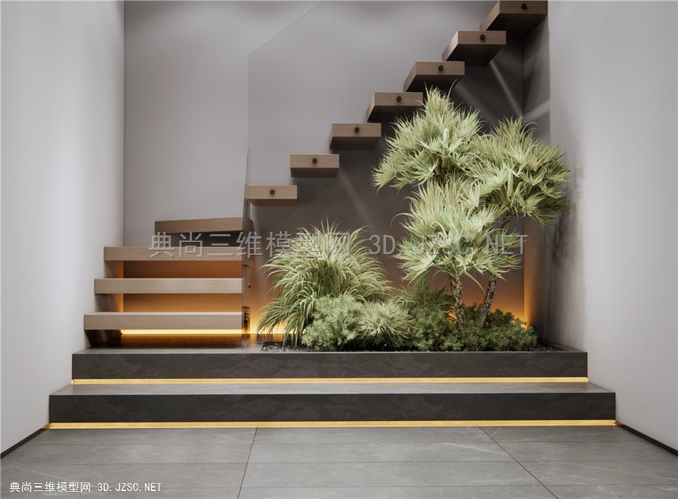现代楼梯间 植物景观造景 花草 植物组合 植物堆 花镜 花圃 灌木植物1