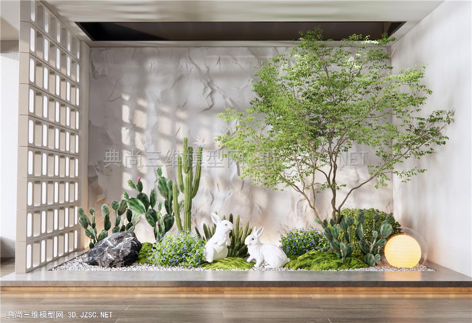 现代室内植物景观 庭院小品 仙人掌 植物组合 花境 景观造景 乔木1