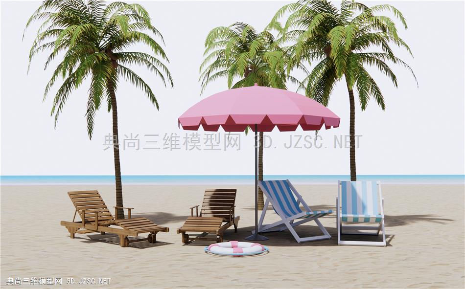现代户外躺椅 沙滩椅 户外椅 椰子树