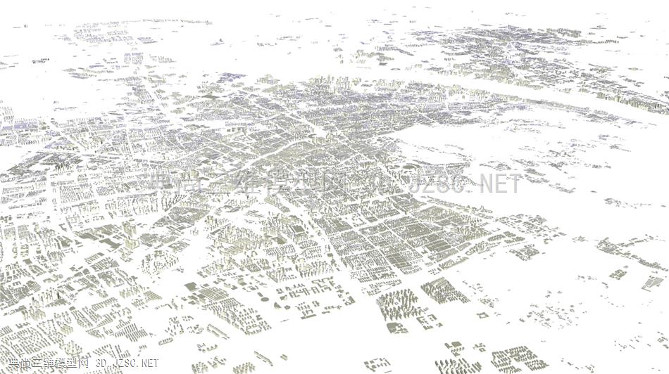 杭州市城市建筑鸟瞰规划简模规划图建筑体块建筑群